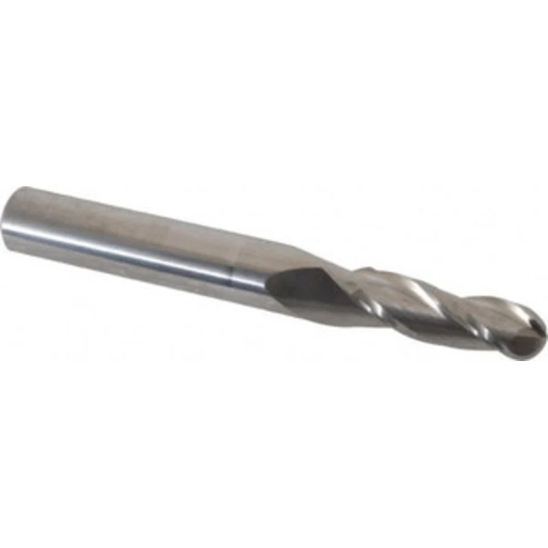 Accupro 1 per Side 1/4 Small End Diam 3/4 LOC 3-Flute Solid Carbide Tapered Ball End Mill Uncoated, 5/16 Shank Diam, ...